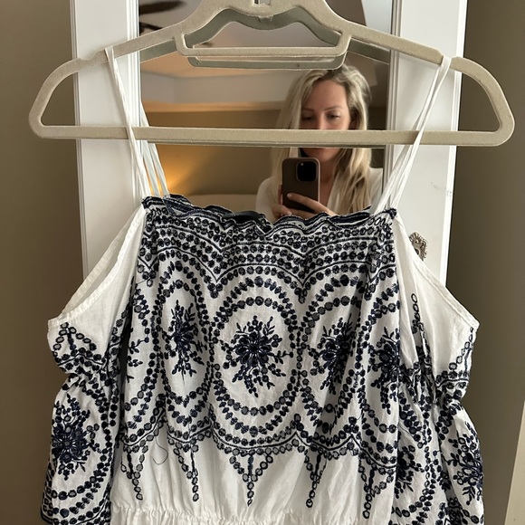 Marilena Z made and purchased in Greece eyelet dress small off shoulder - Picture 5 of 6